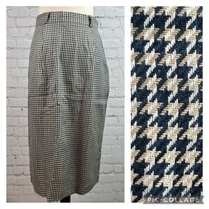 Vintage 70s Houndstooth Pencil Secretary Skirt Union Made by Designer Michelle 6